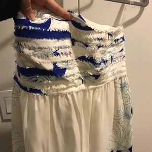 BLUE STRAPLESS DRESS EUC